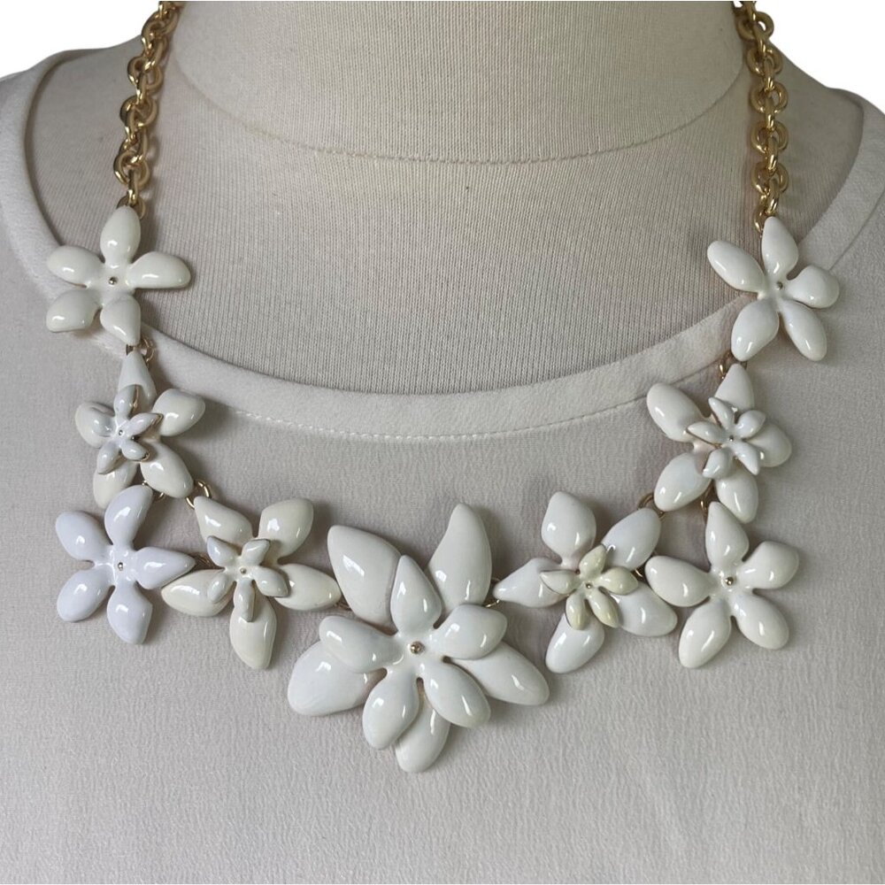 Talbots Garden Flower Necklace White Gold Statement Fairy Cottagecore Feminine